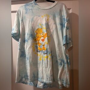 Blue Tie-Dye T-Shirt with CareBear Graphic